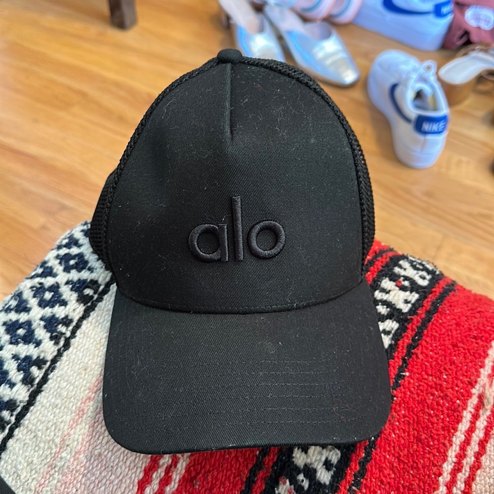 Alo Yoga Black District Trucker Hat